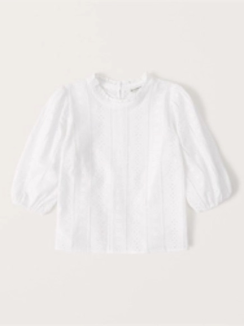A&F White Short Sleeve Cutwork Blouse
